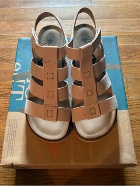 OTBT “New Moon” Platform Wedge Sandal, Warm Pink, Size 7.5, EUC